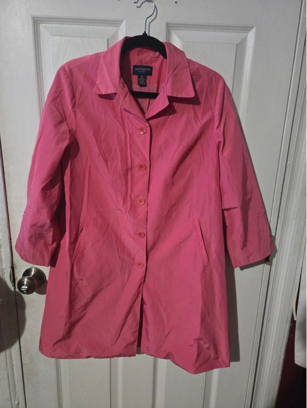 Ann taylor pink trench jacket size 6
